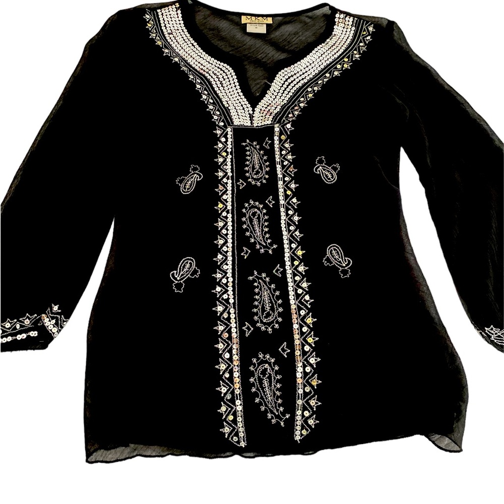 MKM Ladies m sheer black top